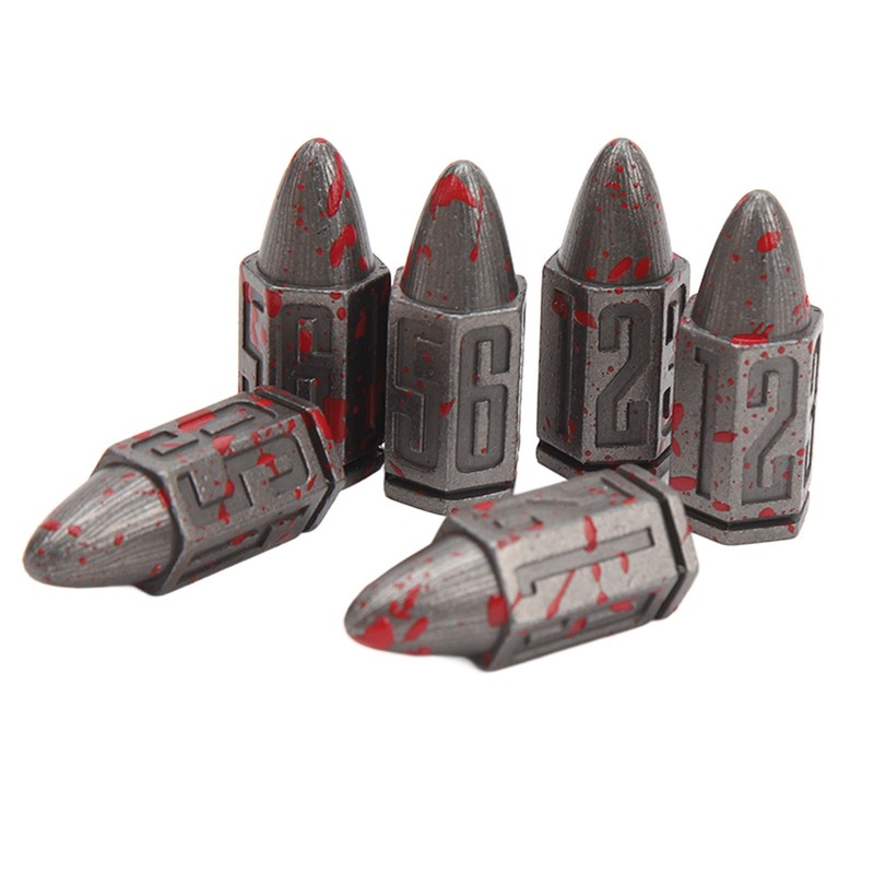 6 Pcs Bullet Metal Dice Set Micro Polyhedral Bloodstained Bullet
