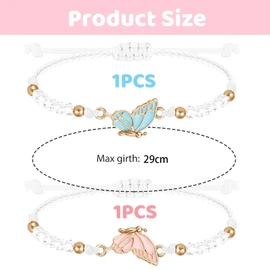Irikdescia Pack of 2 adjustable butterfly bracelets, BFF bracelet, women's friendship bracelets, butterfly matching bracelets for boyfriend gifts