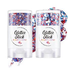 2Pcs Glitter Stick, Red White and Blue Glitter Stick, Rave Accessories
