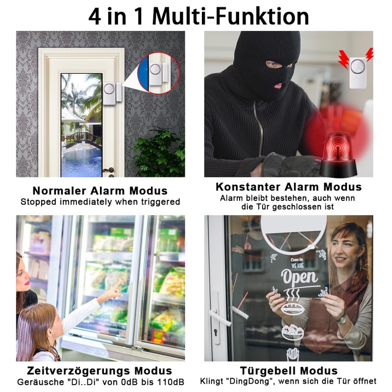 HAPYTHDA Wireless Door Alarm, Home Alarm System, Magnetic Sensor, Home