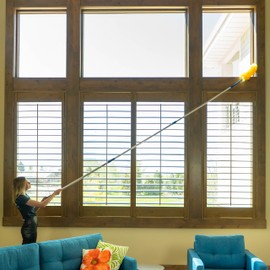 High Ceiling Cobweb Duster and Pole | Ceiling Fan Cleaner Extendable Duster | Nylon Telescoping Long Handle Extension Duster For Cleaning Spider Webs | Lightweight, 3-Stage Aluminum Pole