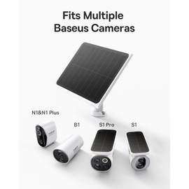 Baseus A1 3W Solar Panel for Wireless Outdoor Security Camera, IP67 Waterproof, 4 Meters Cable, Compatible with Baseus Battery Camera N1/S1 Pro, Adjustable Mount, Non-Stop Charging (White)