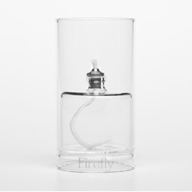 Firefly Fuels Refillable Glass Candle - Ethereal Reusable Oil Candle - 4.5” Hurricane Lantern for Restaurant Ambience, Indoor Lighting and Outdoor Events. Use with Liquid Paraffin or Lamp Oil