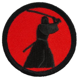 Retro Samurai Patrol Patch - 2" Diameter Round Embroidered Patch