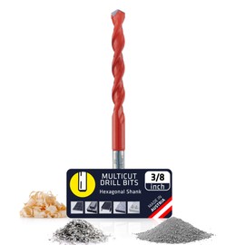 Alpen Multicut Drill Bit 3/8" Drill Bits for Versatile Drilling in Tiles, Masonry, Metal, Wood, and Plastic - Durable Carbide Tip Drill Kit with Hexagonal Shank (Hexagonal, 3/8")