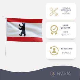 Marineo Guest Country Flag Boat Flag Guest Flag for Boat or Motorcycle – 20 x 30 cm, Berlin