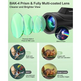 Ecokra 12X42 Monocular Telescope High Power, Monoculars for Adults with BAK4 Prisms, FMC Lens, Smartphone Holder & Tripod, Waterproof Monocular for Birdwatching, Hiking, Hunting, Camping, Traveling