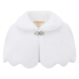 Mini Mart Online Limited Girls Cape Bridesmaid Wrap Shrug Tippet Childrens White - 4-5 Years