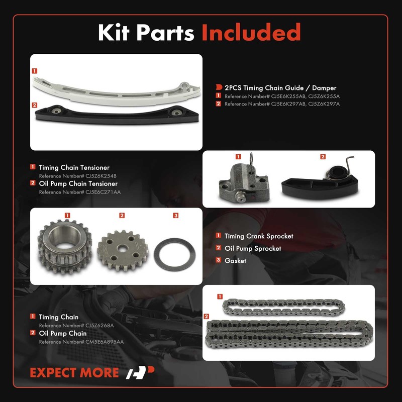 A-Premium 9PCS Engine Timing Chain Kit W/Sprocket & Tensioner &