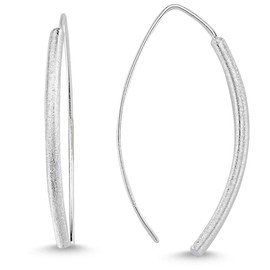 Vinani Earrings Design V Shape Curved Brushed 925 Sterling Silver Earrings 2OHY, Sterling Silver