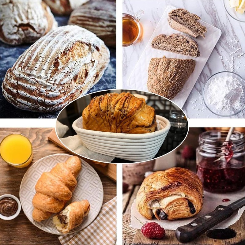 2 Pack 10 Inch Banneton Bread Proofing Basket, Oval Sourdough
