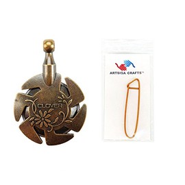 Clover Needlecraft Yarn Cutter Pendant Antique Gold 3105 with Stitch Holder