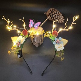 Prosy LED Flower Light up Antlers Headbands Glowing Headband Christmas Hair Bands Party Decorative for Women and Girls (Multicolor 9)