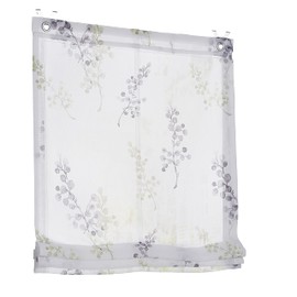 Halbtransparentes bedrucktes Raffrollo mit Edelstahl - Fensterhaken Danny, praktische Montage ohne Bohren, lichtfilternd, Dessin in grün, Gr. 45 x 140