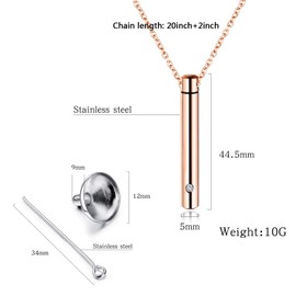 YOUFENG Urn Necklaces for Ashes Urns for Human Ashes Memorial Cremation Urn Locket Stainless Steel Keepsake Ashes Jewelry (Rose Gold)