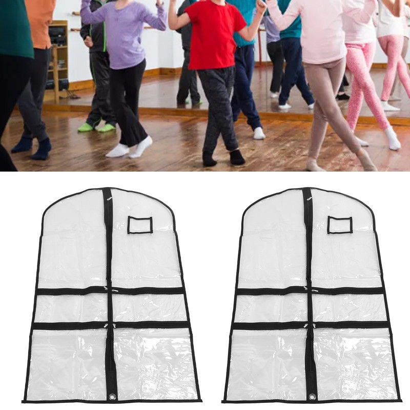 2pcs Garment Bags for Hanging Clothes Transparent Clothes PVC Dustproof
