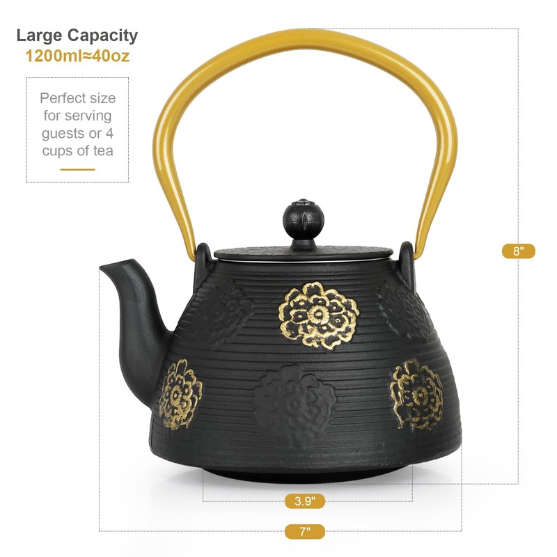 Ufine Cast Iron Teapot with Infuser for Loose Leaf Tea