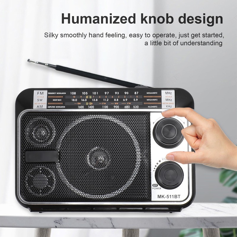Portable Shortwave Radio FM AM SW Bluetooth 5.0 Multifunction Multi