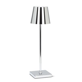 Abbott Collection Trilite LED Table Lamp, Cordless Rechargeable Light (Chrome Silver, Classic Shade, 15 inches)