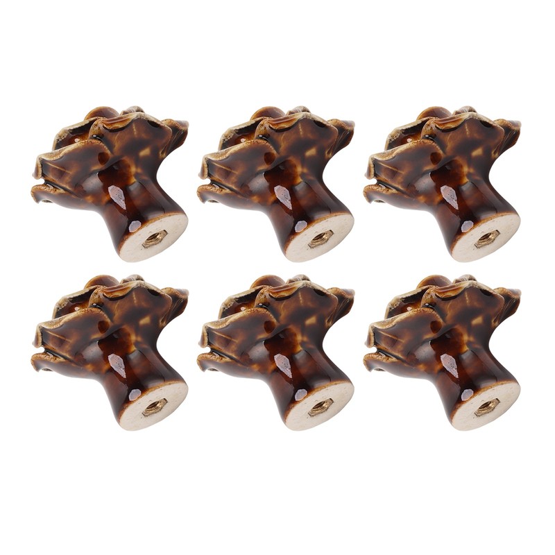 6Pcs Cabinet Knob Rose Flower Shape Delicate Ceramic Knob for