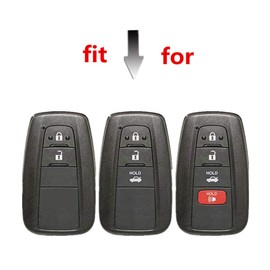 Happyit ABS Carbon Fiber Shell Car Key Cover Cases for Toyota CHR C-HR Prado Prius Camry Corolla RAV4 2 3 4 Buttons Keyless Keychain (Blue)