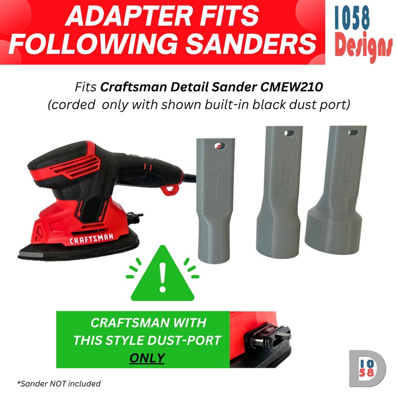 1058 Designs - Sander Vacuum Adapter for CRAFTSMAN Detail Sander