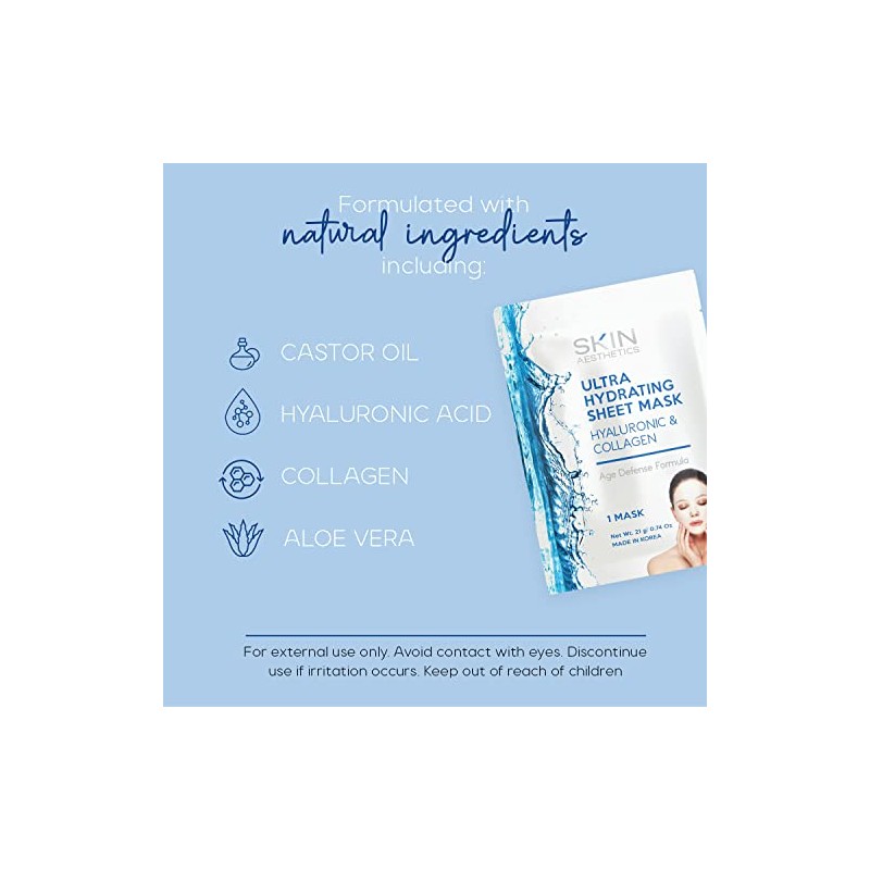 Skin Aesthetics Máscara de lámina hialurónica y colágeno - Paquete