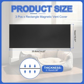 PATIKIL Rectangle Magnetic Vent Covers 14x5.5 Inch, 3 Pcs Floor Air Vent Blocker Covers Register Sound Proof Cover for Home Floor Wall Ceiling, Black