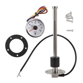 A ABSOPRO Fuel Sending Unit and Gauge Kit 9.06" Length Boat Fuel Sending Unit Marine Fuel Sender Unit Metal Silver Tone White 1 Set 240-33 Ohm