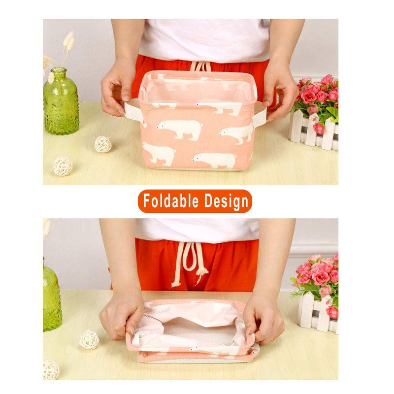 ZhengYue Storage Box Fabric Storage Baskets Cubes Linen and Cotton