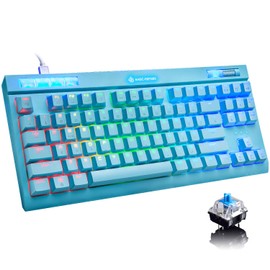 Mechanical Gaming Keyboard,Chroma RGB 18 Kinds LED Backlit Keyboard with Wired Type C,87 Keys Anti-ghosting,Blue Switch and 4 Low Profile Switch Scroll Wheel for PC Gamers