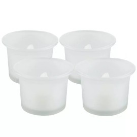 Unbranded FROSTED GLASS CUP TEA LIGHT LED CANDLES, 4 PK.
