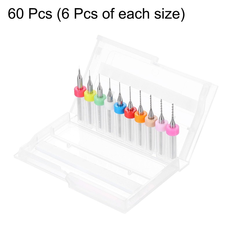 sourcing map 6 Set (60pcs) PCB Drill Bit Set 1/8"