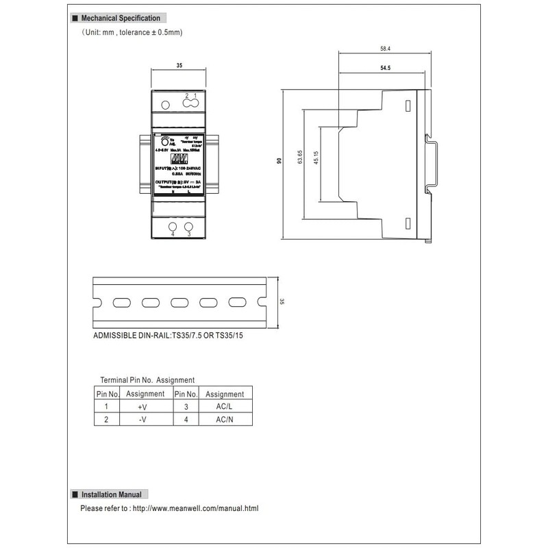 HDR-30-24 Genuine Mean Well DIN Rail Power Supply 24V 1.5A