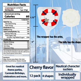 Nautical Lollipops - Sailboat - Life Preserver - Anchor Themed Suckers Party Favors For Baby Shower Pirate Birthday Parties Beach And Pool Buffet Individually Wrapped 12 Pack - Ahoy Its A Boy
