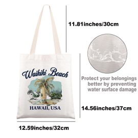 JNIAP Hawaii Waikiki Beach Tote Bag Hawaii Coastal Travel Bag Oahu Hawaii Surfing Gifts Hawaii Waikiki Beach Trip Gifts, Waikiki Beach Tb, Large