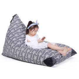 Jorbest Stuffed Animal Storage Bean Bag Chair for Kids and Adults, Stuffed Animal Bean Bag, Premium Canvas Stuffie Seat - COVER ONLY (Grey with White Arrows 200L/52 Gal)