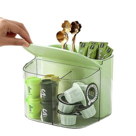 Jaugufiy Tea Bag Holder Tea Holder Tea Bags Organizer Countertop Tea Coffee Sugar Organiser Box Coffee Capsule Holder for Home Office Bar (Green)