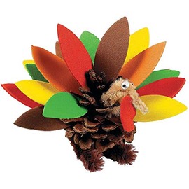 Pinecone Turkey Craft Kit - Makes 12 - DIY Thanksgiving Crafts for Kids