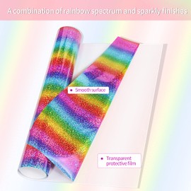 VINYL FROG Holographic Heat Transfer Vinyl Rainbow Heat Press Patterned Vinyl 12" x 5ft Iron on HTV Vinyl for DIY Clothing and Other Fabric