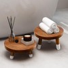 JOLLYMER 9” Round Dip Dyed Teak Plant Stand |Wood Risers