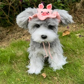 MITOCAPY Handmade Dog Outfit,Knitted Cat Hat,Pink Pig Dog Costume,Cat Birthday Hat,Birthday Party Supplies for Photo Prop,Daily,Holiday