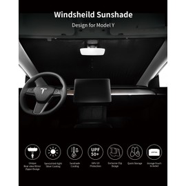 JOWUA Windshield Sunshade Compatible for ALL Model 3 (M3 / M3HL / M3HL Performance), black mesh fabric with anti-light Silver coating