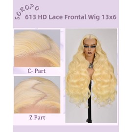 SOROPO 613 13x6 Lace Front Wig Human Hair Body Wave Blonde Wig Human Hair 613 HD Lace Frontal Wigs 13x6 Pre Plucked with Baby Hair 200% Density 36inch