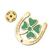 Amaxer Lucky Horseshoe Irish Four Leaf Clover Brooch Stainless Steel