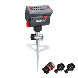 Eden 94145 4-Way Adjustable Mini Turbo Oscillating Sprinkler with Step Spike Gear Drive, Heavy Duty, Gardening Watering System, Lawn & Garden, Coverage up to 4069sq.ft