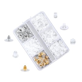 yolzhxe Pack of 500 Earring Closures, Plastic Ear Caps Stoppers, 6 Styles, Accessory Earring Backs Set for Ear Studs, Hook Earrings, Clear Hypoallergenic Soft Earring Backs Stop