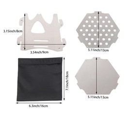 Dafape Camping Wood Stove, Portable Folding Burning Stove for Backpacking Hiking Cooking Picnic Outdoor Travel Fishing Stainless Steel (Silver)