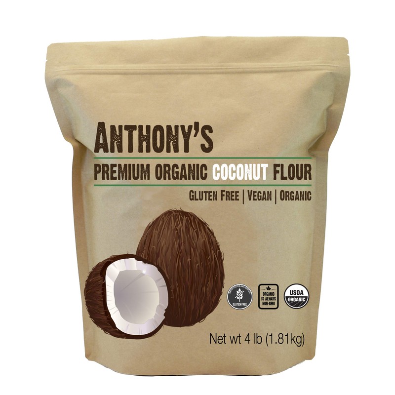 Anthony's Organic Coconut Flour, 4 lb, Batch Tested Gluten Free,