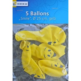 HEKU 0773 Party Balloons Pack of 5 Smile Diameter 25 cm